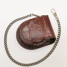 Load image into Gallery viewer, Fashion Male Back Brown Cover Vintage Classic Pocket Watch Box Holder Storage Case Coin Purse Pouch Bag With Chain