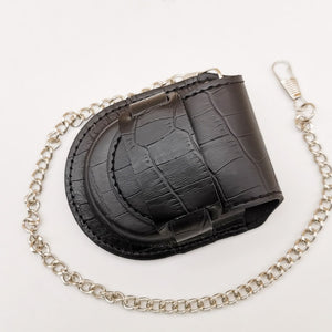 Fashion Male Back Brown Cover Vintage Classic Pocket Watch Box Holder Storage Case Coin Purse Pouch Bag With Chain