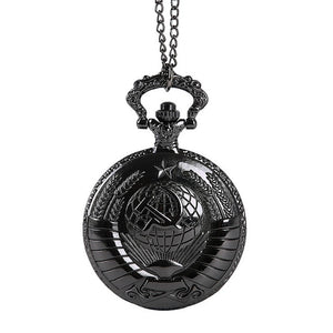Vintage Fashion Emblem USSR Soviet Badges Hammer Sickle Pocket Watch Retro Russia Army Communism Necklace For Men Women