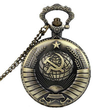 Load image into Gallery viewer, Vintage Fashion Emblem USSR Soviet Badges Hammer Sickle Pocket Watch Retro Russia Army Communism Necklace For Men Women