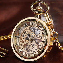 Load image into Gallery viewer, Vintage Watch Necklace Steampunk Skeleton Mechanical Fob Pocket Watch Clock Pendant Hand-winding Men Women Chain Gift