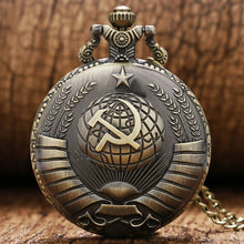 Load image into Gallery viewer, Retro CCCP Russia Soviet Union Russian Flag Hammer Badges Sickle Pocket Watch Hook Design USSR Necklace Chain Gift for Men Women