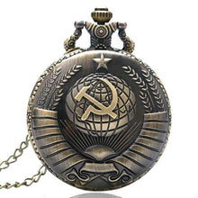 Load image into Gallery viewer, Retro CCCP Russia Soviet Union Russian Flag Hammer Badges Sickle Pocket Watch Hook Design USSR Necklace Chain Gift for Men Women