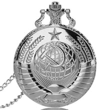 Load image into Gallery viewer, Retro CCCP Russia Soviet Union Russian Flag Hammer Badges Sickle Pocket Watch Hook Design USSR Necklace Chain Gift for Men Women