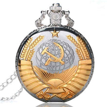 Load image into Gallery viewer, Retro CCCP Russia Soviet Union Russian Flag Hammer Badges Sickle Pocket Watch Hook Design USSR Necklace Chain Gift for Men Women