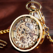 Load image into Gallery viewer, Vintage Watch Necklace Steampunk Skeleton Mechanical Fob Pocket Watch Clock Pendant Hand-winding Men Women Chain Gift