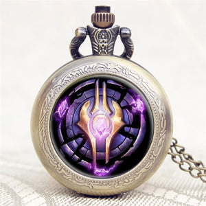 Hot Game WoW World of Warcraft Hearthstone Theme Glass Dome Case Quartz Pocket Watch With Chain Necklace