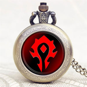 Hot Game WoW World of Warcraft Hearthstone Theme Glass Dome Case Quartz Pocket Watch With Chain Necklace