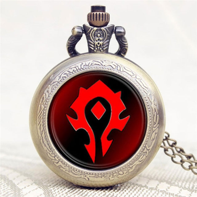 Hot Game WoW World of Warcraft Hearthstone Theme Glass Dome Case Quartz Pocket Watch With Chain Necklace