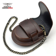 Load image into Gallery viewer, Fashion Male Back Brown Cover Vintage Classic Pocket Watch Box Holder Storage Case Coin Purse Pouch Bag With Chain