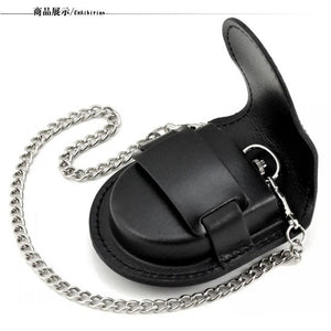 Fashion Male Back Brown Cover Vintage Classic Pocket Watch Box Holder Storage Case Coin Purse Pouch Bag With Chain