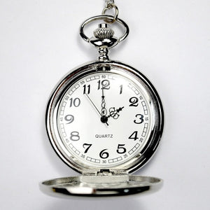 Smooth And Bright Fashion Retro Two-faced Pocket Watch Silver Pocket Watch With Necklace Pocket watch Two Colors To Choose
